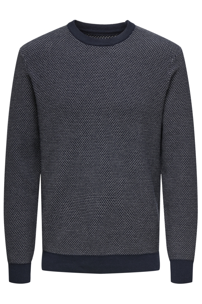 ONSMORGAN 12 STRUCTURE CREW KNIT NO 22033297 NAVY BLAZER/ CLOUD DANCER